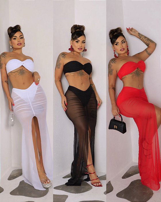 Conjunto De Saia Longa Tule