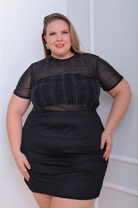 Blusa Lurex + Cropped Plus Size