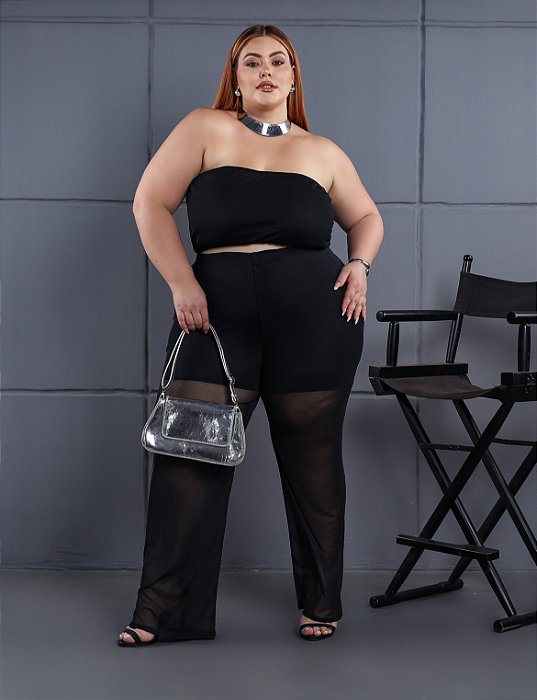 Calça Pantalona Tule Plus Size