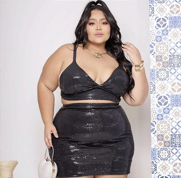 Conjunto Paetê Plus Size