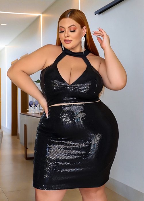 Saia Paetê Plus Size