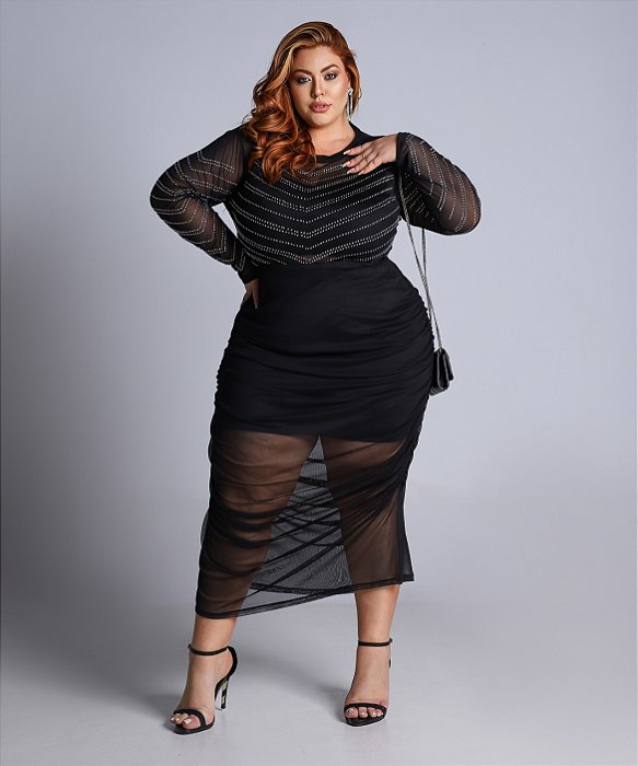 Saia Midi Tule Plus Size