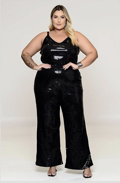 Conjunto De Pantalona Paetê Plus Size