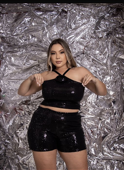 Conjunto Paetê Plus Size