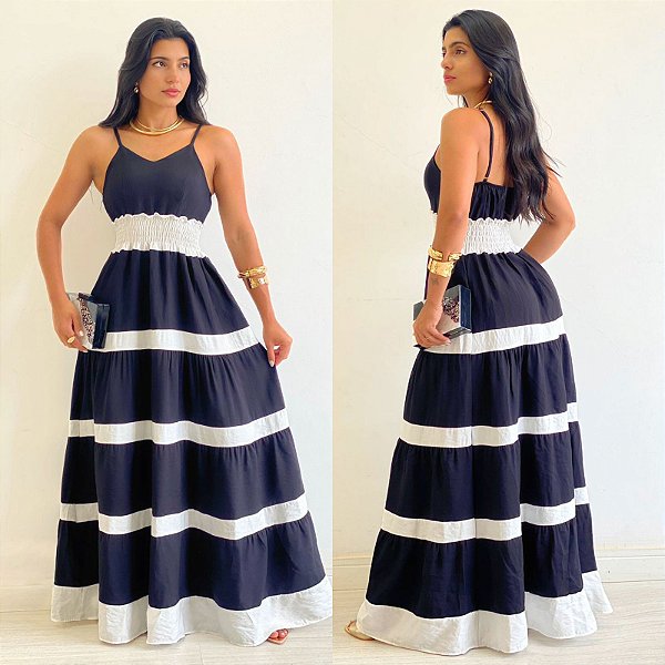 Vestido Longo Bicolor