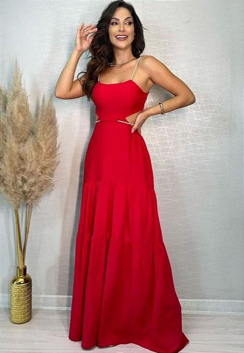 Vestido Longo De Alça Vazado