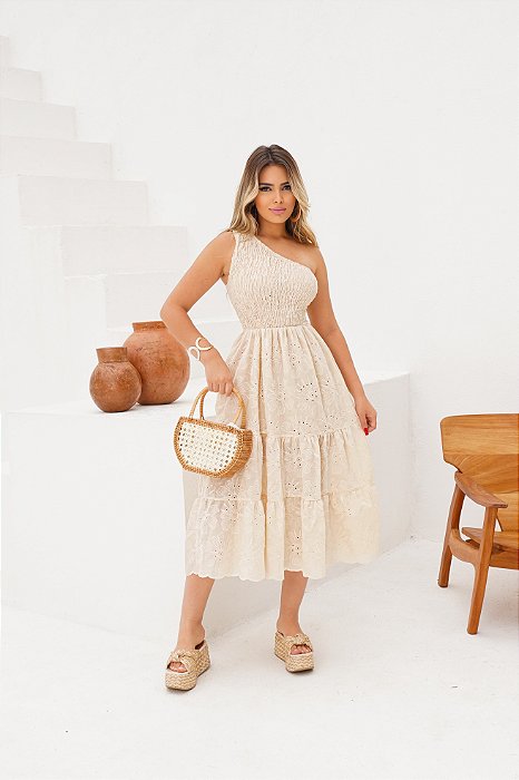 Vestido Midi Ombro Único Laise