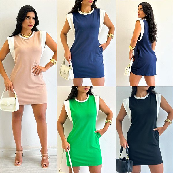 Vestido Curto Bicolor