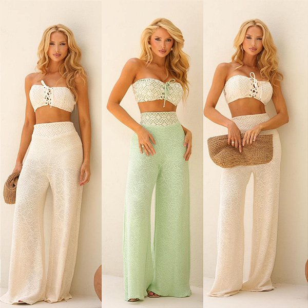Conjunto De Calça Tricot Arrastão