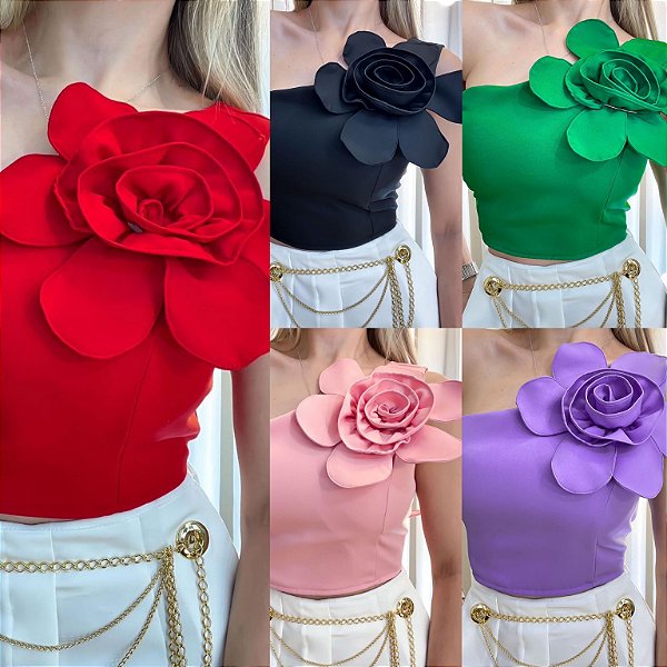 Cropped Alfaiataria Com Flor