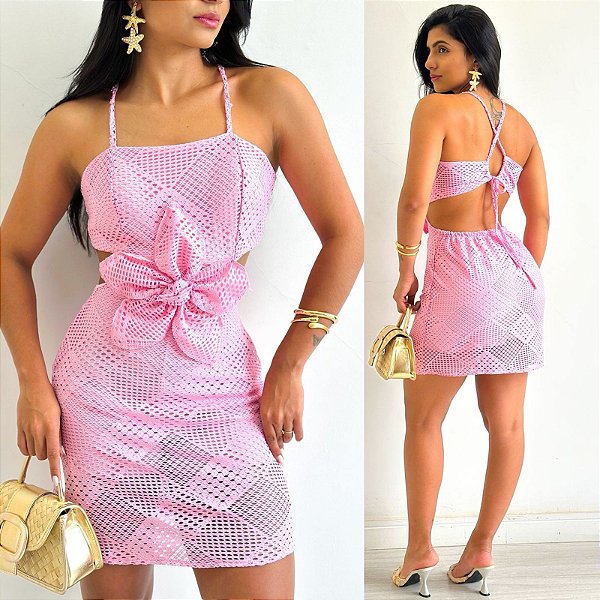 Vestido Curto De Tricot Arrastão