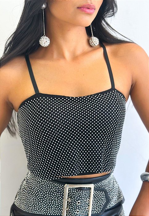 Cropped De Alça Em Pedraria