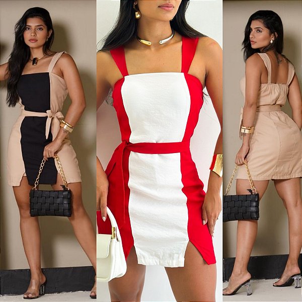 Vestido Curto Bicolor