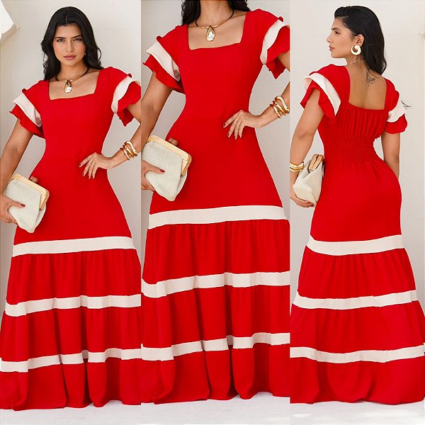 Vestido Longo De Manga