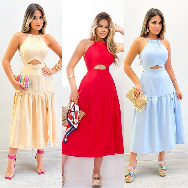 Vestido Midi Com Fenda