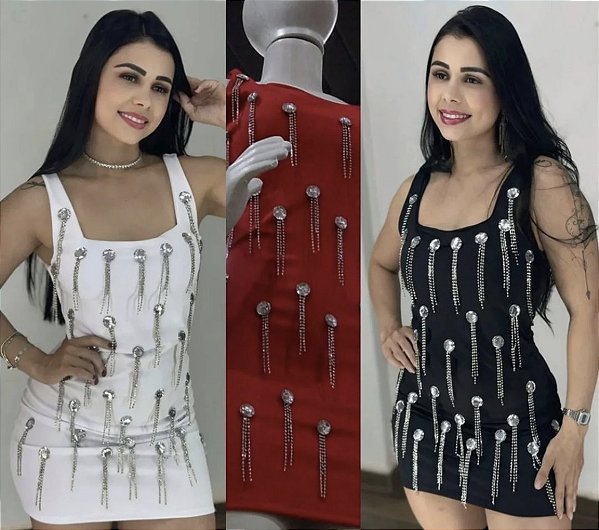 Vestido Curto Com Pedraria