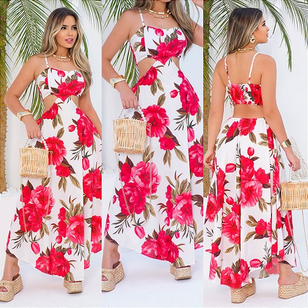 Vestido Longo De Alça Estampado