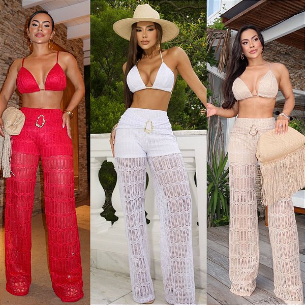 Conjunto De Calça Tricot Arrastão