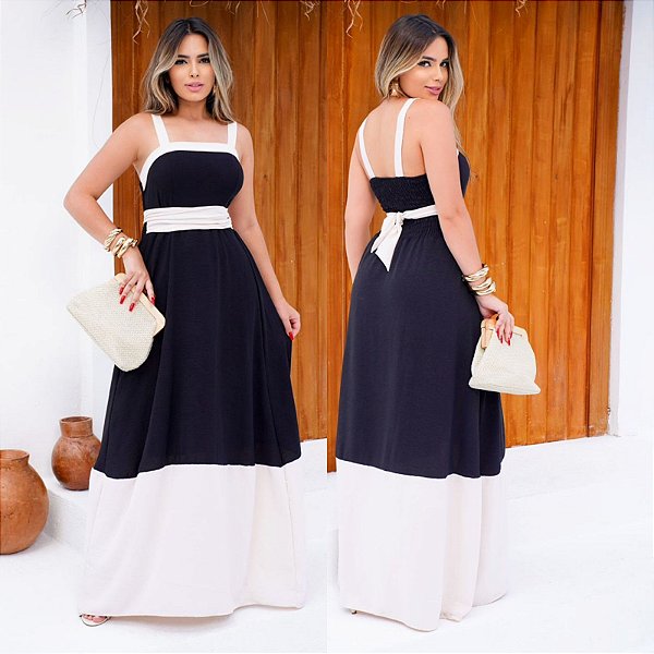 Vestido Longo Bicolor