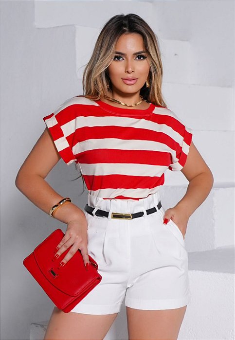 Blusa Manga Curta Listrada