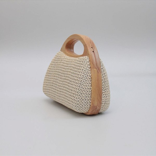 Bolsa De Palha Alça Madeira