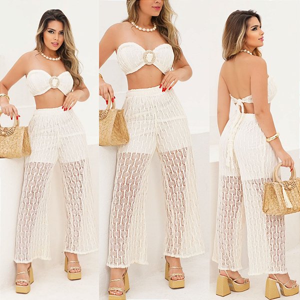 Conjunto De Calça Crochê
