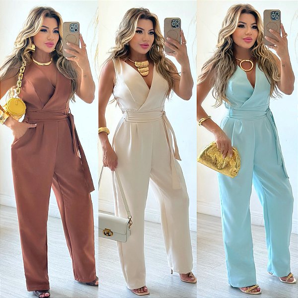 Macacão Longo Com Cinto