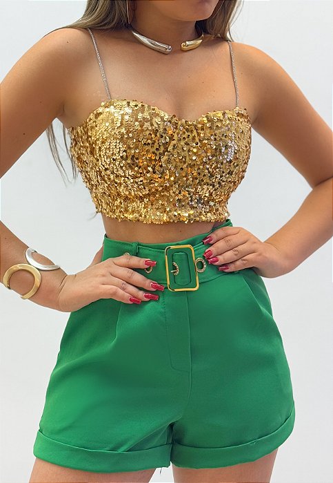 Cropped De Alça Paetê