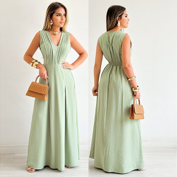 Vestido Longo De Linho