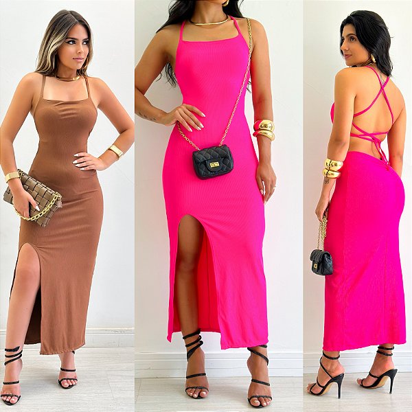 Vestido Midi Com Fenda