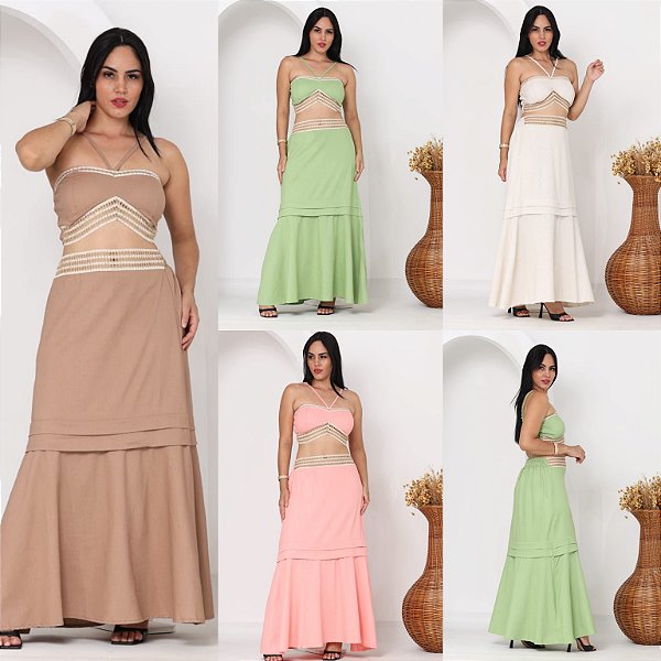 Conjunto De Cropped & Saia Longa