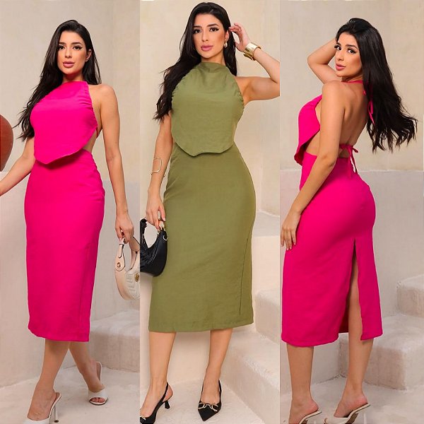 Vestido Midi De Gola