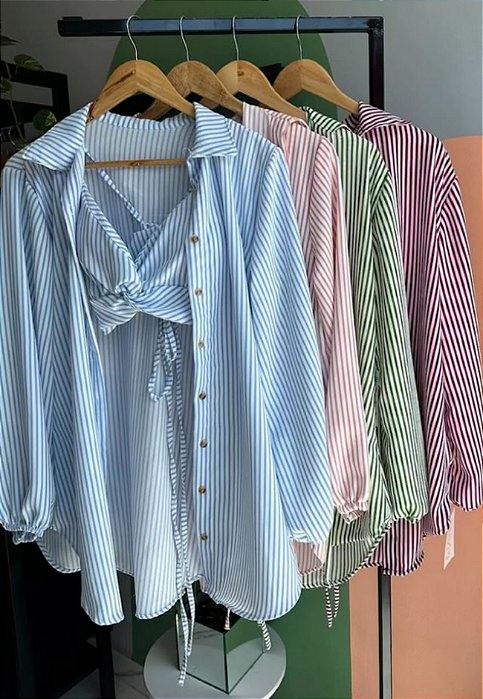 Camisa Manga Longa Com Cropped