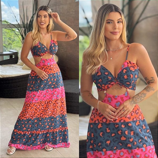 Vestido Longo De Alça Estampado