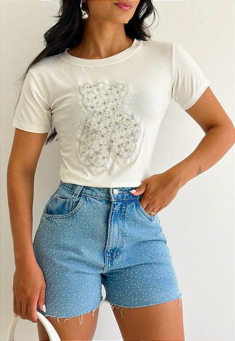 Blusa De Manga Curta Bordada
