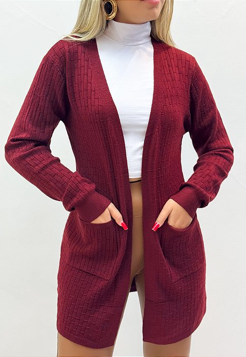 Cardigan Tricot Manga Longa