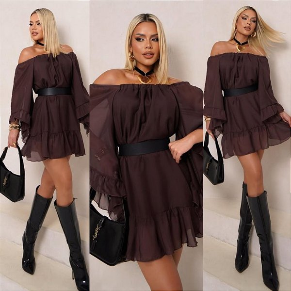 Vestido Ciganinha Manga Longa Boho
