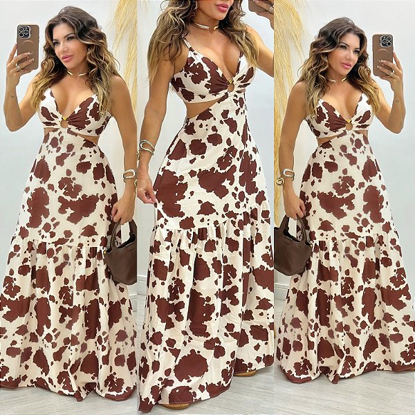 Vestido Longo De Alça Estampado