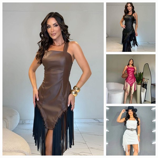 Vestido Midi Em Couro Eco
