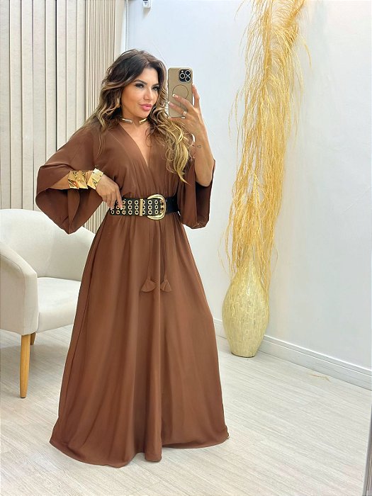 Vestido Longo Manga 3/4