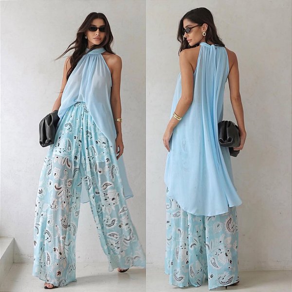 Calça Pantalona Estampada
