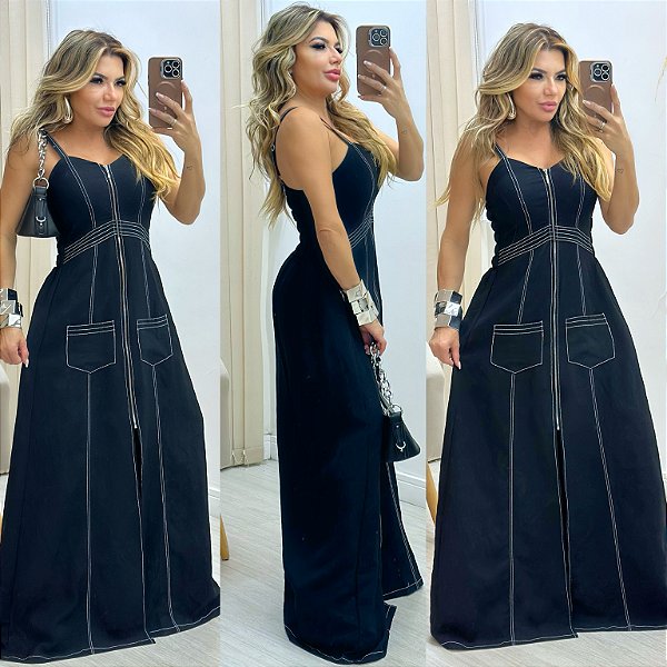 Vestido Longo De Alça C/ Zíper