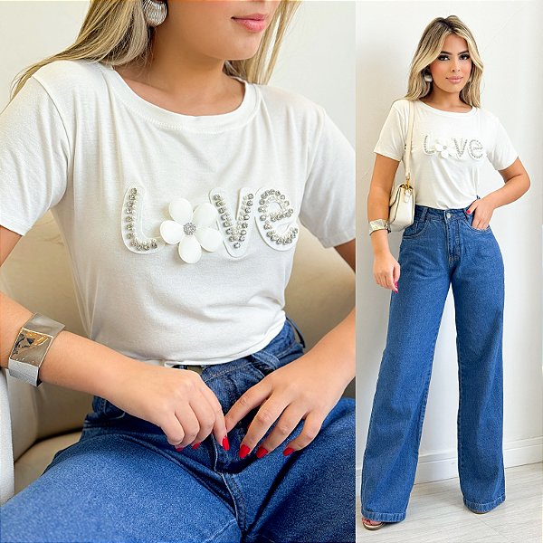 Blusa De Manga Curta Bordada