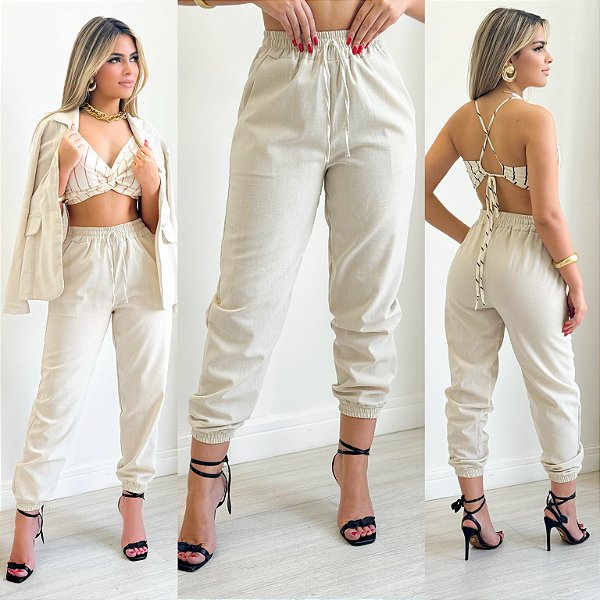 Calça Jogger De Linho
