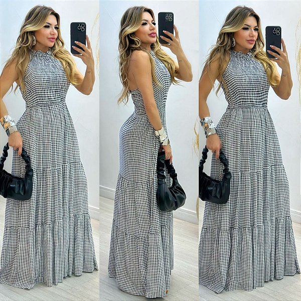 Vestido Longo Xadrez