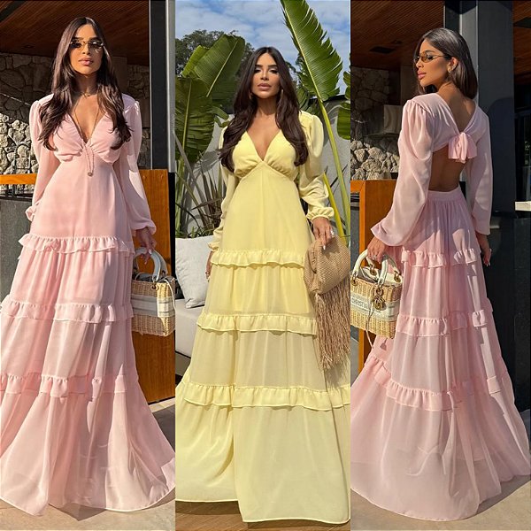 Vestido Longo De Manga Longa