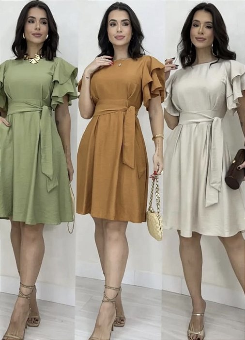 Vestido Curto De Manga