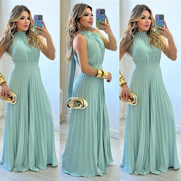 Macacão Longo Plissado