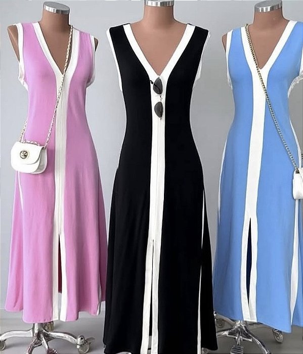 Vestido Longo Bicolor