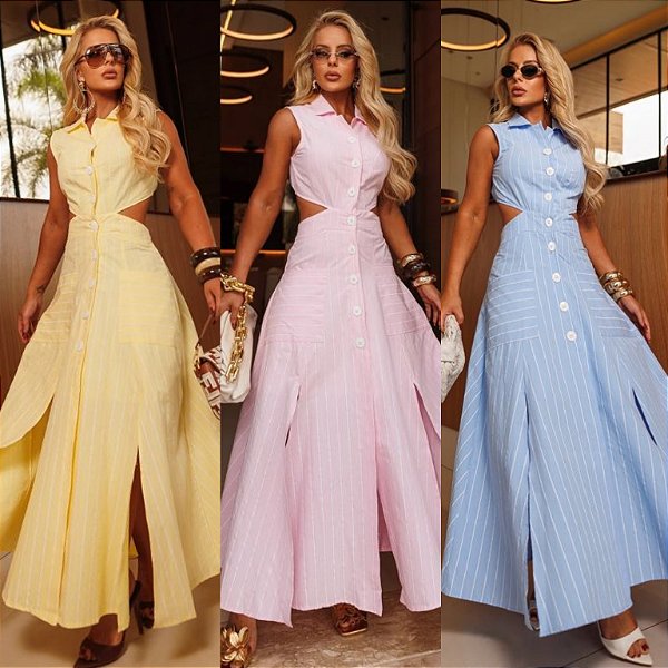 Vestido Longo Listrado